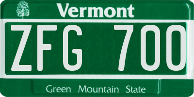 VT license plate ZFG700