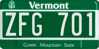 VT license plate ZFG701