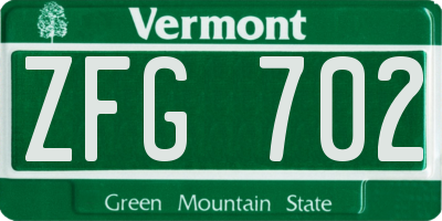 VT license plate ZFG702