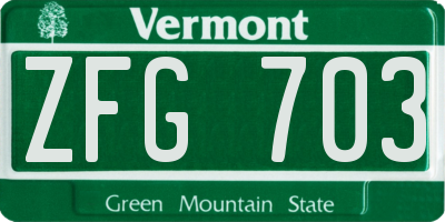 VT license plate ZFG703