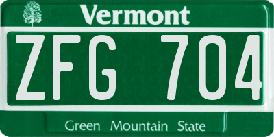 VT license plate ZFG704