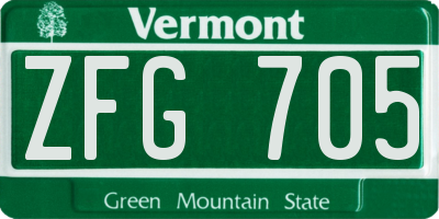 VT license plate ZFG705