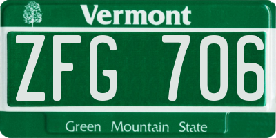 VT license plate ZFG706