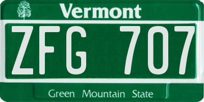 VT license plate ZFG707