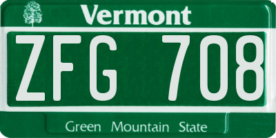 VT license plate ZFG708