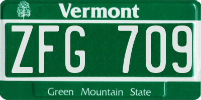 VT license plate ZFG709