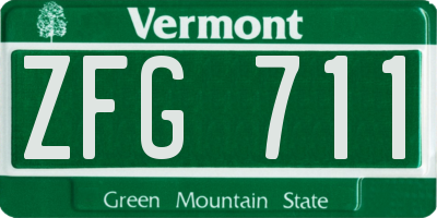 VT license plate ZFG711