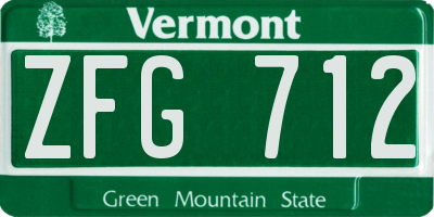 VT license plate ZFG712