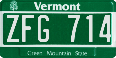 VT license plate ZFG714