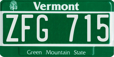 VT license plate ZFG715