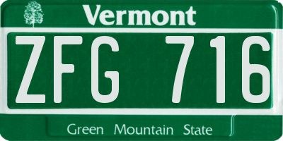VT license plate ZFG716