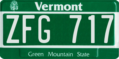 VT license plate ZFG717