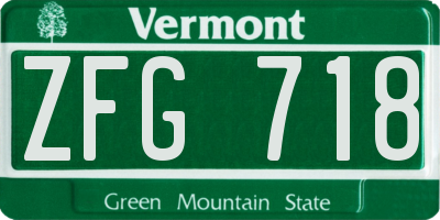 VT license plate ZFG718