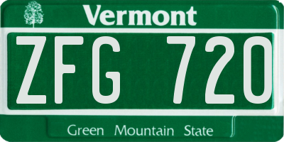 VT license plate ZFG720