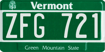 VT license plate ZFG721