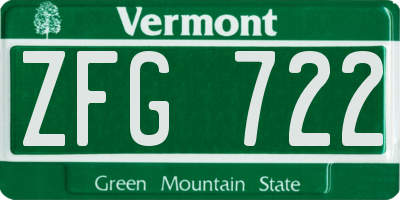 VT license plate ZFG722
