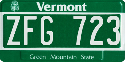 VT license plate ZFG723