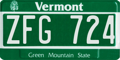 VT license plate ZFG724