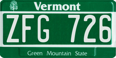 VT license plate ZFG726