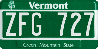 VT license plate ZFG727