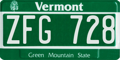 VT license plate ZFG728