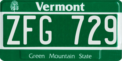 VT license plate ZFG729