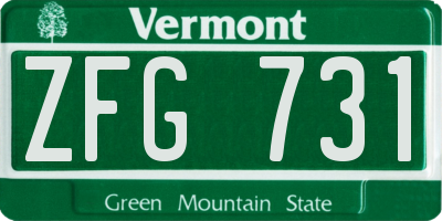 VT license plate ZFG731