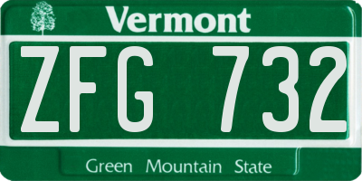 VT license plate ZFG732