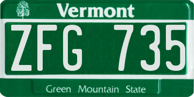 VT license plate ZFG735