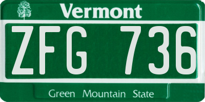 VT license plate ZFG736
