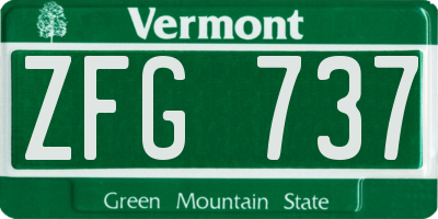 VT license plate ZFG737