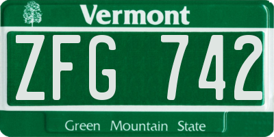 VT license plate ZFG742