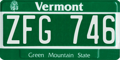 VT license plate ZFG746