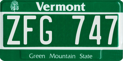 VT license plate ZFG747