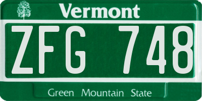 VT license plate ZFG748