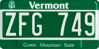 VT license plate ZFG749