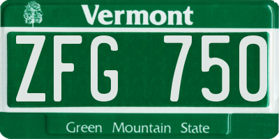 VT license plate ZFG750