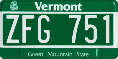 VT license plate ZFG751