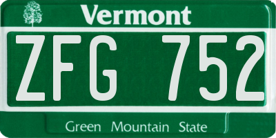 VT license plate ZFG752