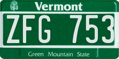 VT license plate ZFG753
