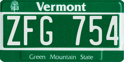 VT license plate ZFG754