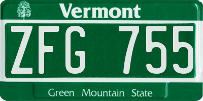 VT license plate ZFG755