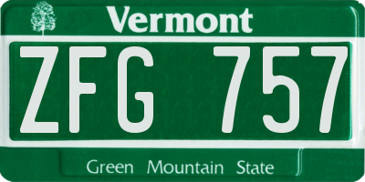 VT license plate ZFG757