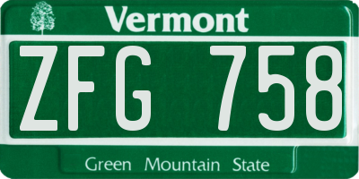 VT license plate ZFG758