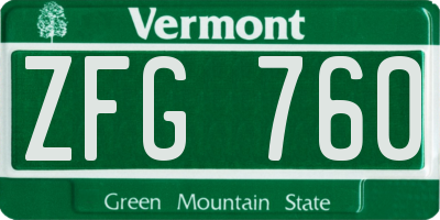 VT license plate ZFG760