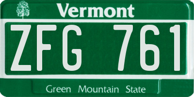 VT license plate ZFG761