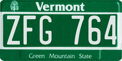 VT license plate ZFG764