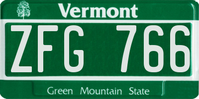 VT license plate ZFG766