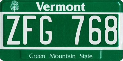 VT license plate ZFG768
