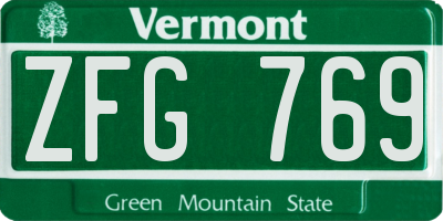 VT license plate ZFG769